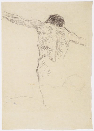 Male Back Nude with Outstretched Arms, Repetition of Head and Shoulder Part by Gustav Klimt